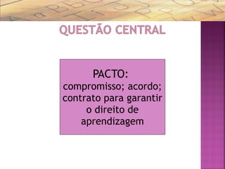 PACTO:
compromisso; acordo;
contrato para garantir
o direito de
aprendizagem
 
