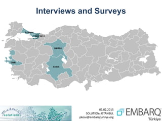 05.02.2015
SOLUTIONs ISTANBUL
pkose@embarqturkiye.org
Interviews and Surveys
 
