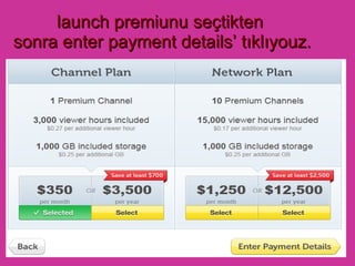 launch premiunu seçtikten   sonra enter payment details’ tıklıyouz. 