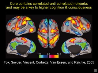 Core contains correlated-anti-correlated networks and may be a key to higher cognition & consciousness Fox, Snyder, Vincen...