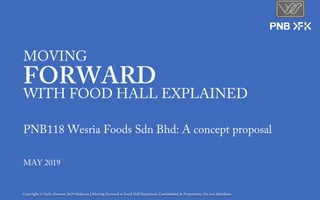 Copyright © Nafis Nirman 2019 Malaysia | Moving Forward w Food Hall Explained. Confidential & Proprietary. Do not distribute.
MAY 2019
PNB118 Wesria Foods Sdn Bhd: A concept proposal
MOVING
FORWARD
WITH FOOD HALL EXPLAINED
 