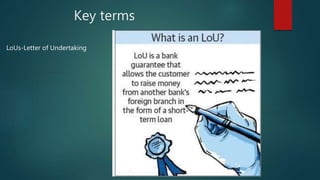 Key terms
LoUs-Letter of Undertaking
 