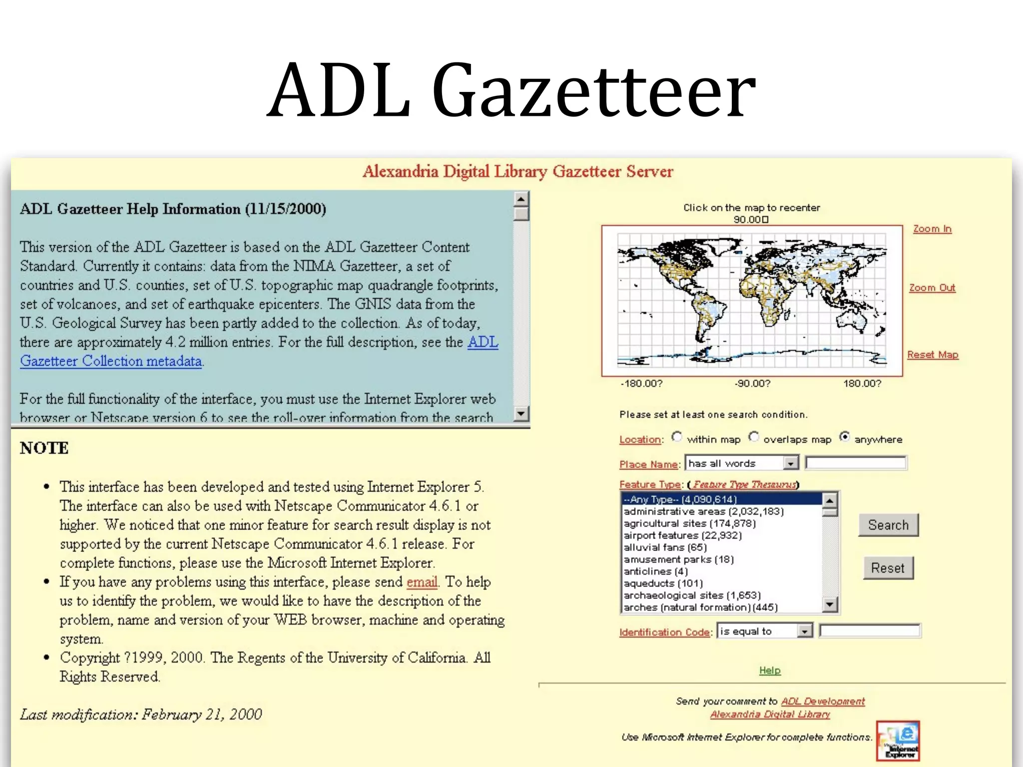 ADL 
Gazetteer 
 