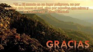 "Si ... El mundo es un lugar peligroso, no por
aquellos que hacen el mal, sino por aquellos que miran y
no hacen nada” Albert Einstein
 
