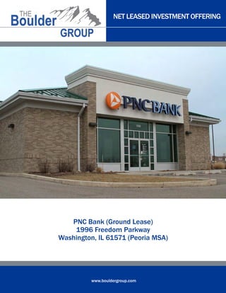 NET LEASED INVESTMENT OFFERING
www.bouldergroup.com
PNC Bank (Ground Lease)
1996 Freedom Parkway
Washington, IL 61571 (Peoria MSA)
 