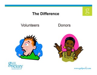 The Difference

Volunteers         Donors




                            41
 