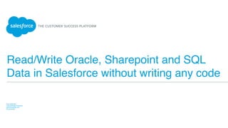 Read/Write Oracle, Sharepoint and SQL
Data in Salesforce without writing any code
Zach McElrath
Lead Software Engineer
zach@skuidify.com
@zachelrath
 