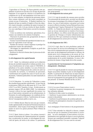 PLAN NATIONAL DE DEVELOPPEMENT  