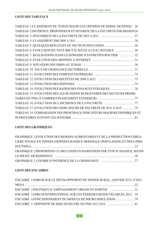PLAN NATIONAL DE DEVELOPPEMENT  