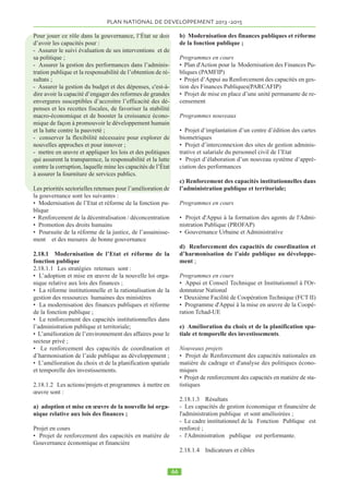 PLAN NATIONAL DE DEVELOPPEMENT  