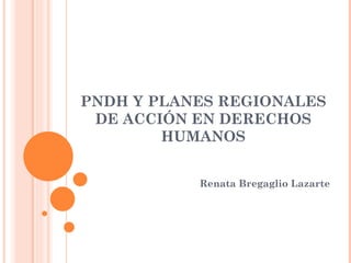 PNDH Y PLANES REGIONALES DE ACCIÓN EN DERECHOS HUMANOS Renata Bregaglio Lazarte 