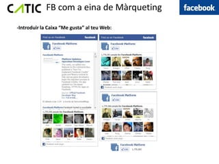 FB com a eina de Màrqueting
-Introduir la Caixa “Me gusta” al teu Web:
 