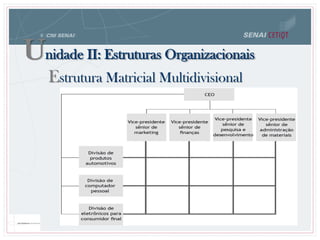 Unidade II: Estruturas Organizacionais
Estrutura Matricial Multidivisional
 