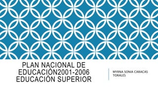 PLAN NACIONAL DE
EDUCACIÓN2001-2006
EDUCACIÓN SUPERIOR
MYRNA SONIA CARACAS
TORALES
 