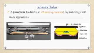 pneumatic bladder
? A pneumatic bladder is an inflatable (pneumatic) bag technology with
many applications.
 