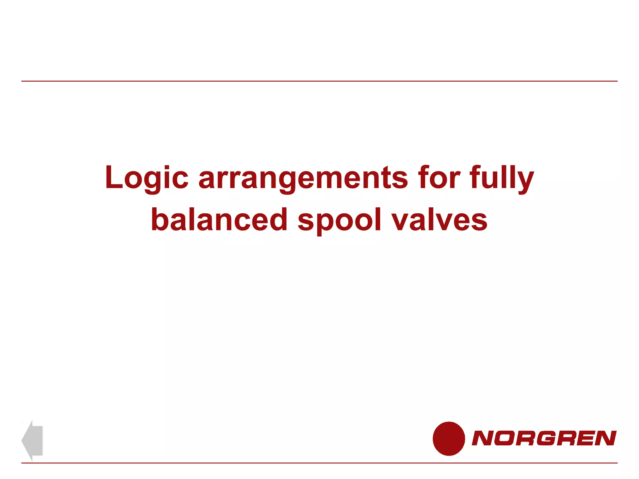 Logic arrangements for fully
balanced spool valves

 