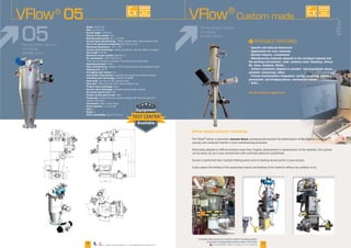 Dense phase vacuum
conveying:
powder pump
05Dense phase vacuum
conveying:
powder pump
13
Dense phase vacuum
conveying:
powder pump
See all our options on pages 22-23
VFlow®
VFlow Custom made
VFlow®
VFlow®
05
Dense phase vacuum conveying
vacuum dense
I
Specific and reduced dimensions
Applications for toxic materials
Nuclear industry, containment
Manufacturing materials adapted to the conveyed material and
the working environment: steel, stainless steel, Hastelloy, Uranus
B6, Viton, Perbutan, Nitrile…
Surface treatments adapted to powders: electropolished, mirror
polished, vulcanizing, teflon
Process functionalities integration: dosing, screening, grinding,
granulation, anti-bridging device, mechanical transfer
ATEX...
www.palamaticprocess.com/powder-machine/conveying-system
/pneumatic-conveying/dense-phase-suction-customized
Downloadable videos & plans on our website
AVAILABLE
CUSTOM
MADE
AVAILABLE
CUSTOM
MADE
Model:
Rate:
Overall height:
Volume of the cyclone:
Manufacturing quality:
Cyclone body manufacturing:
Size of the particules transferred:
Operating temperature:
Vacuum pump technology:
Tare weight:
Maximum vacuum transfer:
Air consumption*:
Operating pressure:
Filter manufacturing:
Filtering area:
Unclogging tank volume:
Level probe characteristics:
Unloading valve technology:
Valve body:
Valve disc:
Product valve technology: pinch
Vacuum valve technology:
Air suction pipe Ø (mm):
Product suction pipe Ø (mm):
Piping type:
Connections:
Power required:
Inlet:
Outlet:
ATEX compatibility:
12 Plans downloadable on www.palamaticprocess.com
 