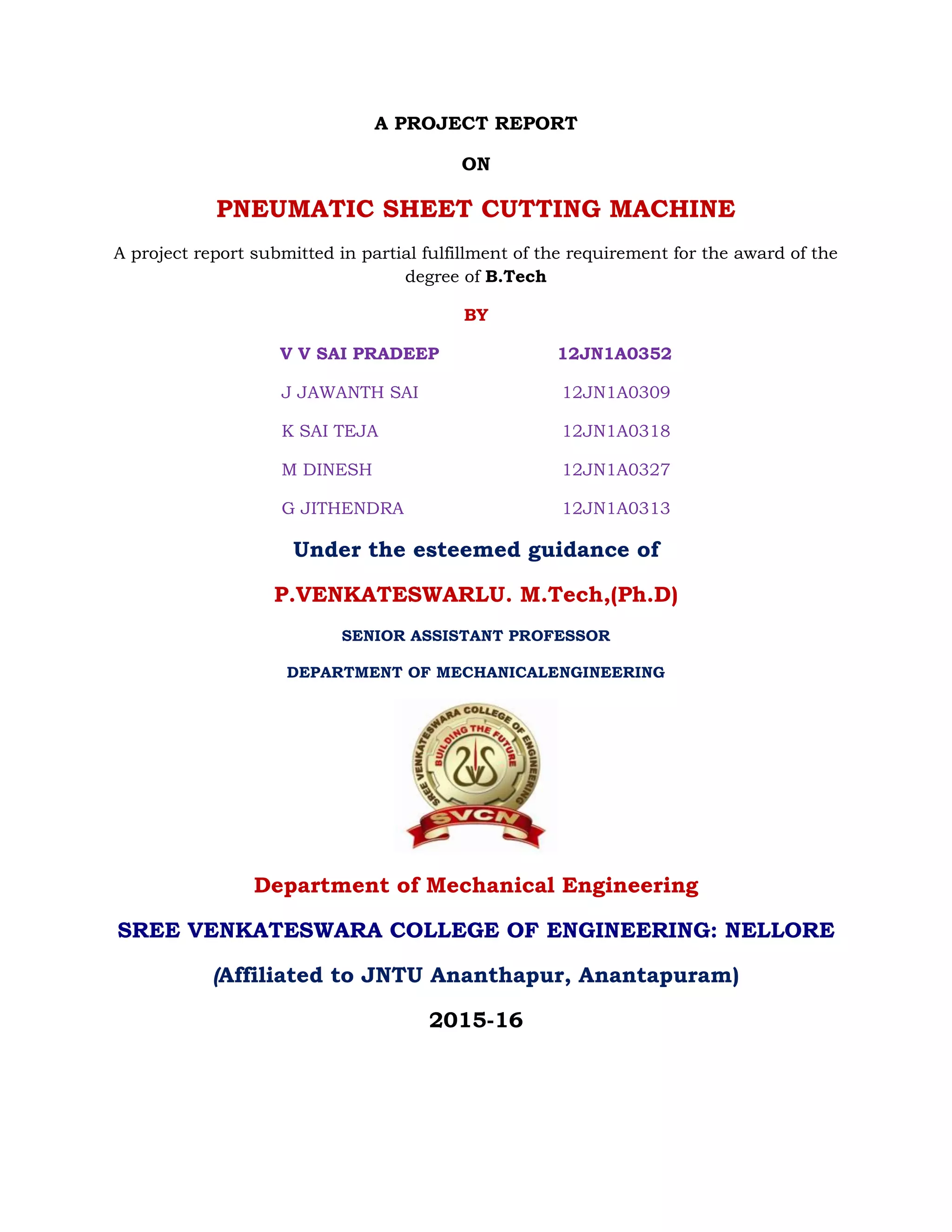 Pneumatic sheet cutting machine PDF