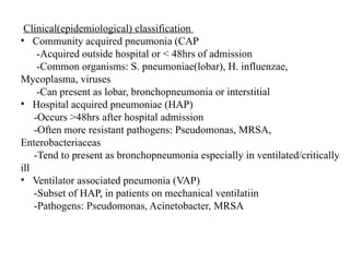Interstitial Riser Cap PNEUMONIA.pptx.pptx community acquired hospital acquired etiology | PPTX