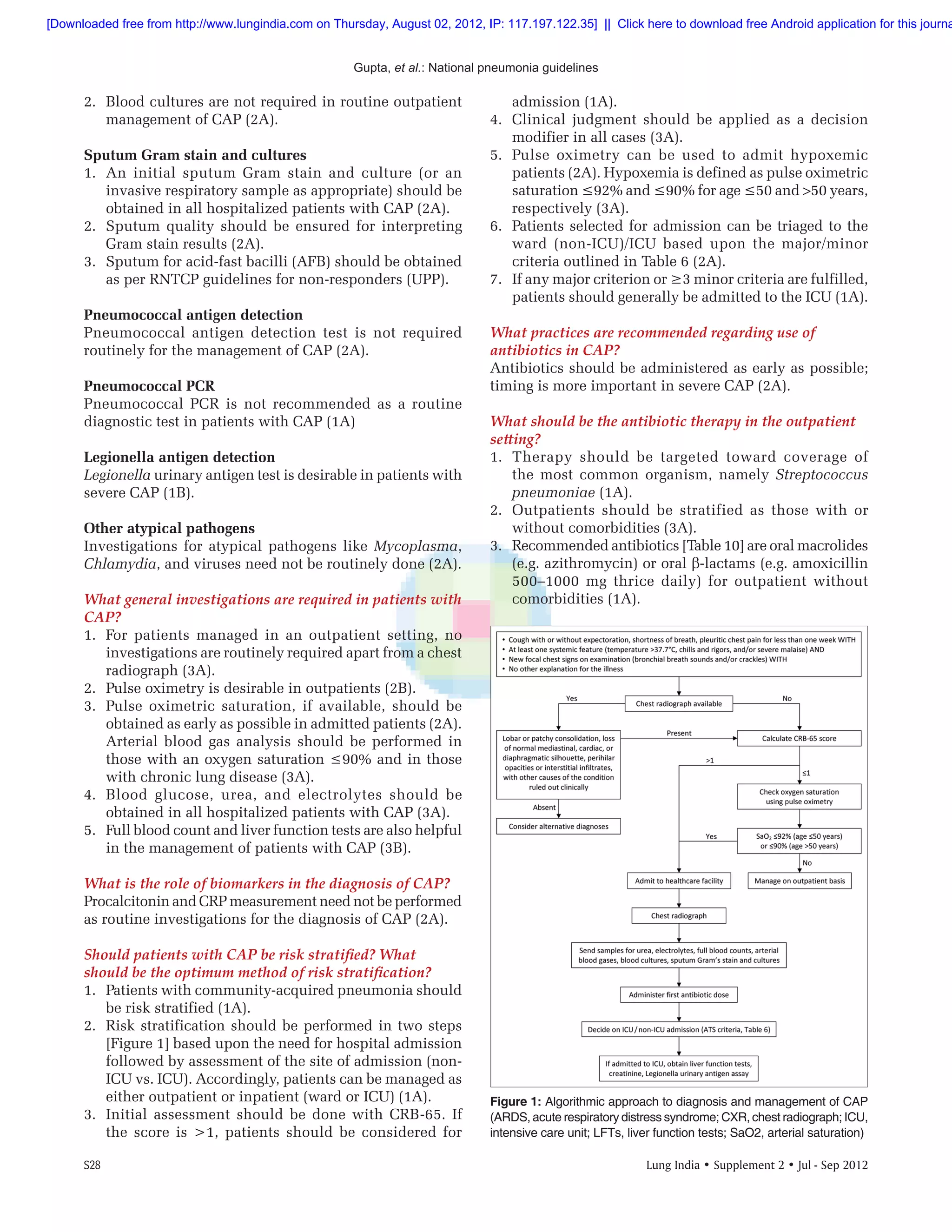 Pneumonia guidelines lung india | PDF