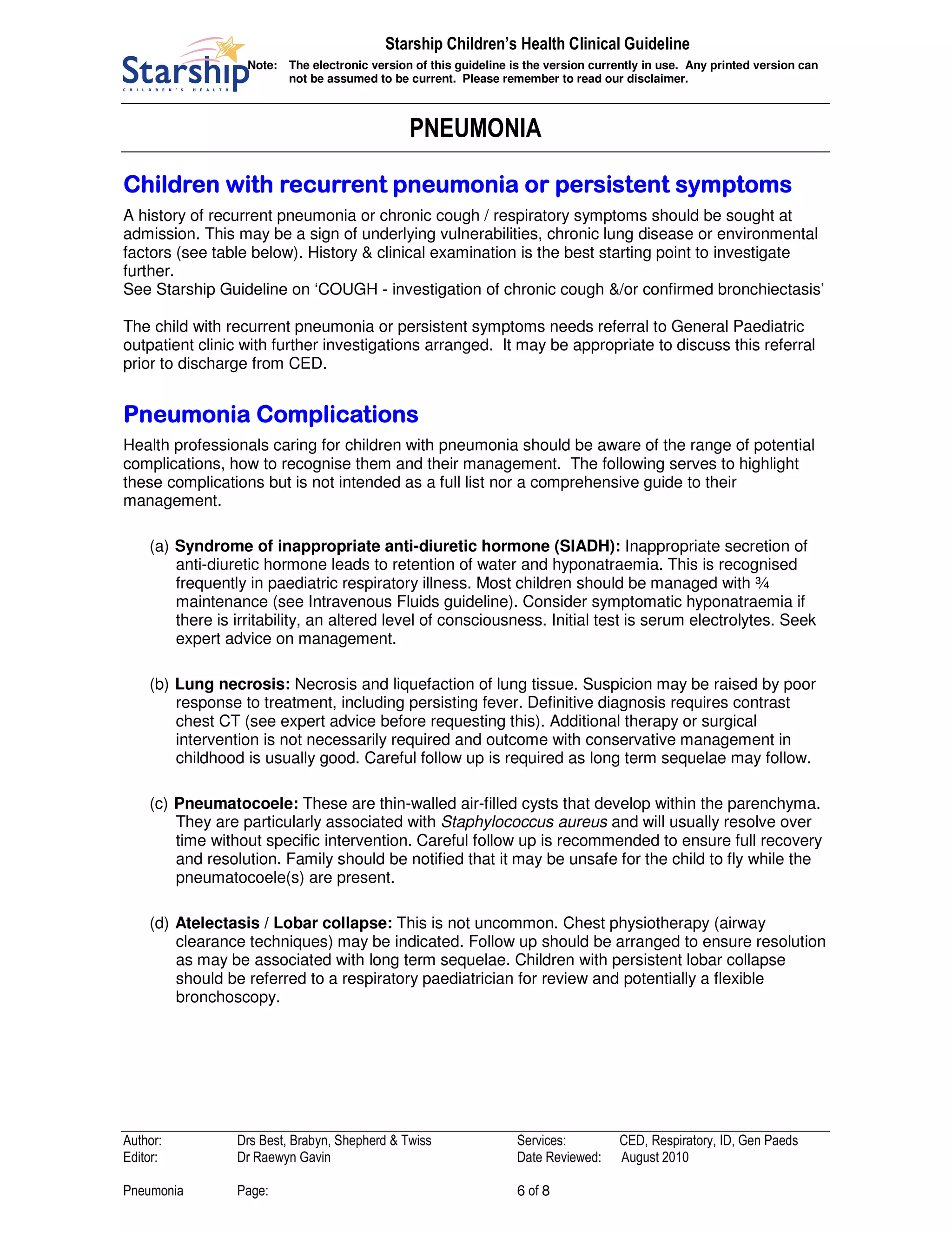 Pneumonia in children | PDF