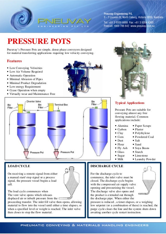Pneumatic Conveying Pressure Pots Systems