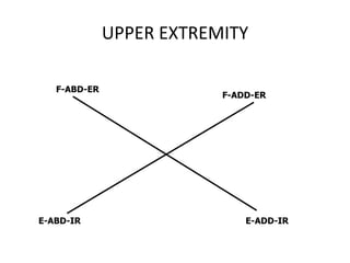 UPPER EXTREMITY
F-ABD-ER
F-ADD-ER
E-ABD-IR E-ADD-IR
 