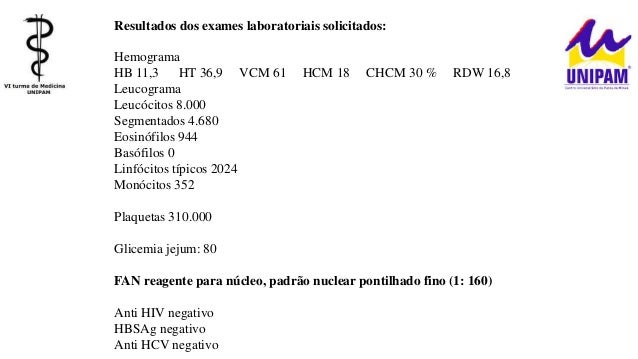 Exame de sangue fan nucleo reagente
