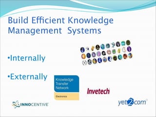 Build Efficient Knowledge
Management Systems
•Internally

•Externally
 