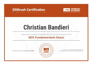 Christian Bandieri - SEO Fundamentals - SEMrush Certification
