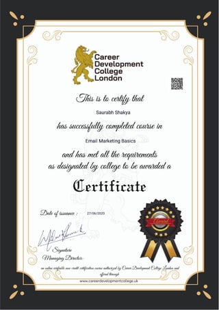 Email Marketing- Career Development College London
