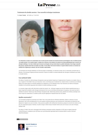 Dr MEHRI TURKI IMEN - Traitement du double menton : Une nouvelle technique tunisienne