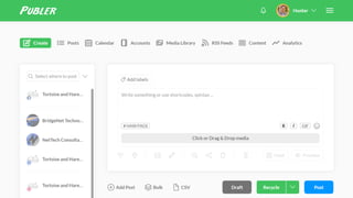 Publer dashboard before and after