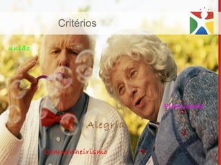 Critérios união Fidelidade Alegria Companheirismo 