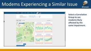 Modems Experiencing a Similar Issue
Select a Correlation
Group to see
modems likely
affected by the
same impairment.
 