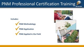 PNM Professional Certification Training
Includes:
PNM Methodology
PNM Application
PNM Applied in the Field
 