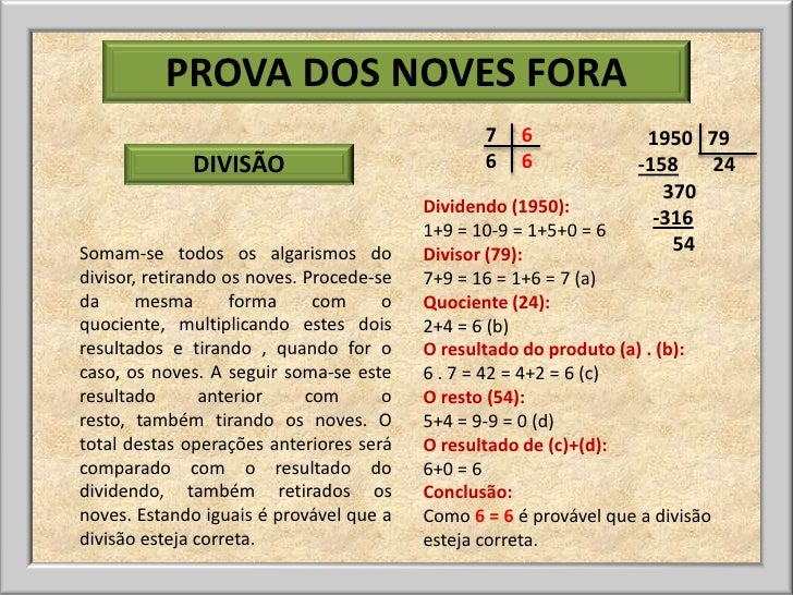 PROVA DOS NOVES FORA PROVA DOS NOVES FORA