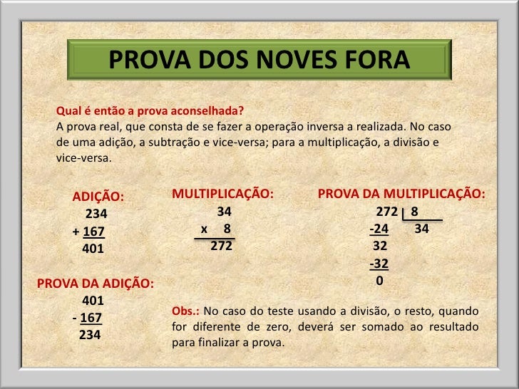PROVA DOS NOVES FORA PROVA DOS NOVES FORA