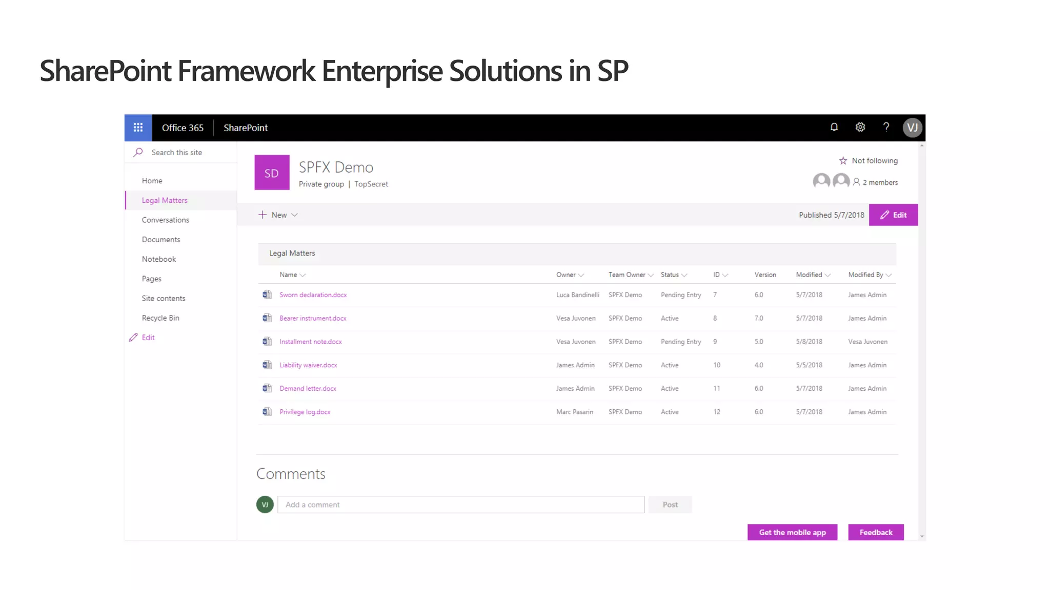 SharePoint Framework Enterprise Solutions in SP
 