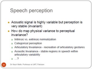 Speech perception




44   Sir Nazir Malik, Professor at UMT, Pakistan
 