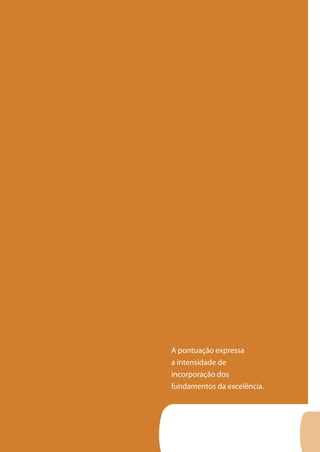 A pontuação expressa
a intensidade de
incorporação dos
fundamentos da excelência.
SISTEMA DE
PONTUAçãO
 