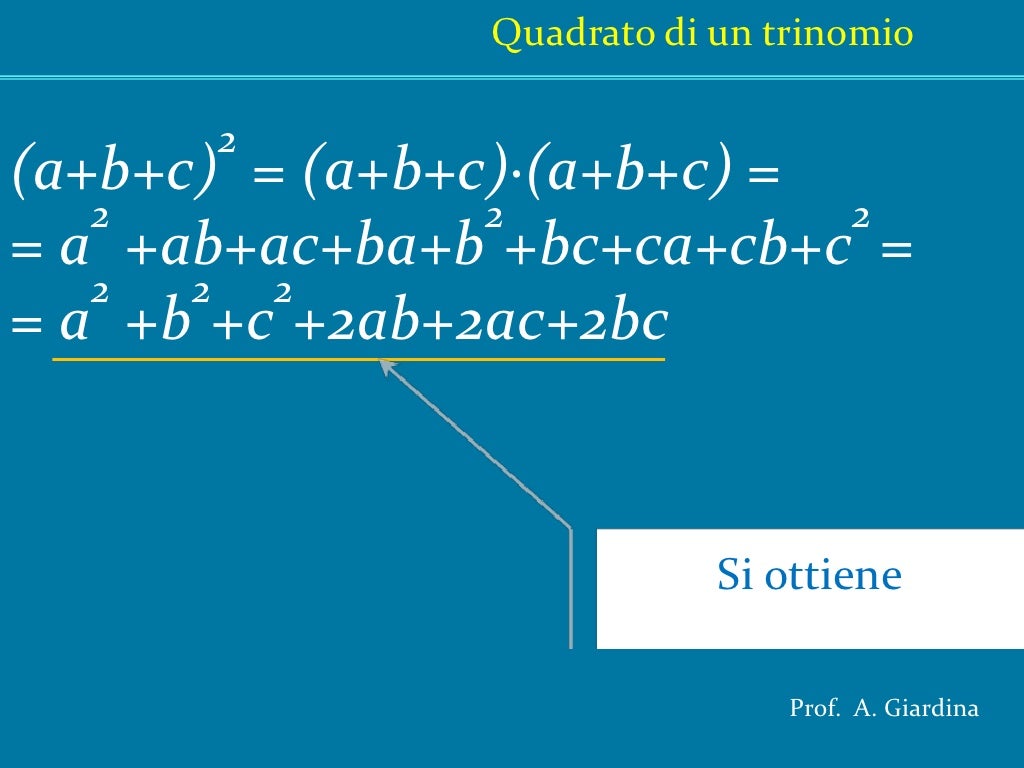 Il quadrato di un trinomio