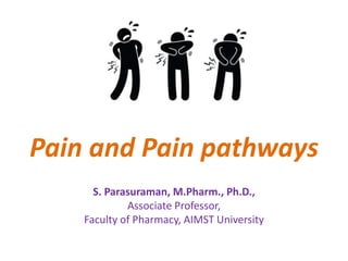 Pain and Pain pathways
S. Parasuraman, M.Pharm., Ph.D.,
Associate Professor,
Faculty of Pharmacy, AIMST University
 