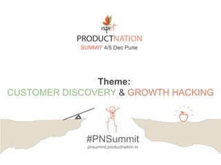 Theme:
CUSTOMER DISCOVERY & GROWTH HACKING
#PNSummit
pnsummit.productnation.in
 