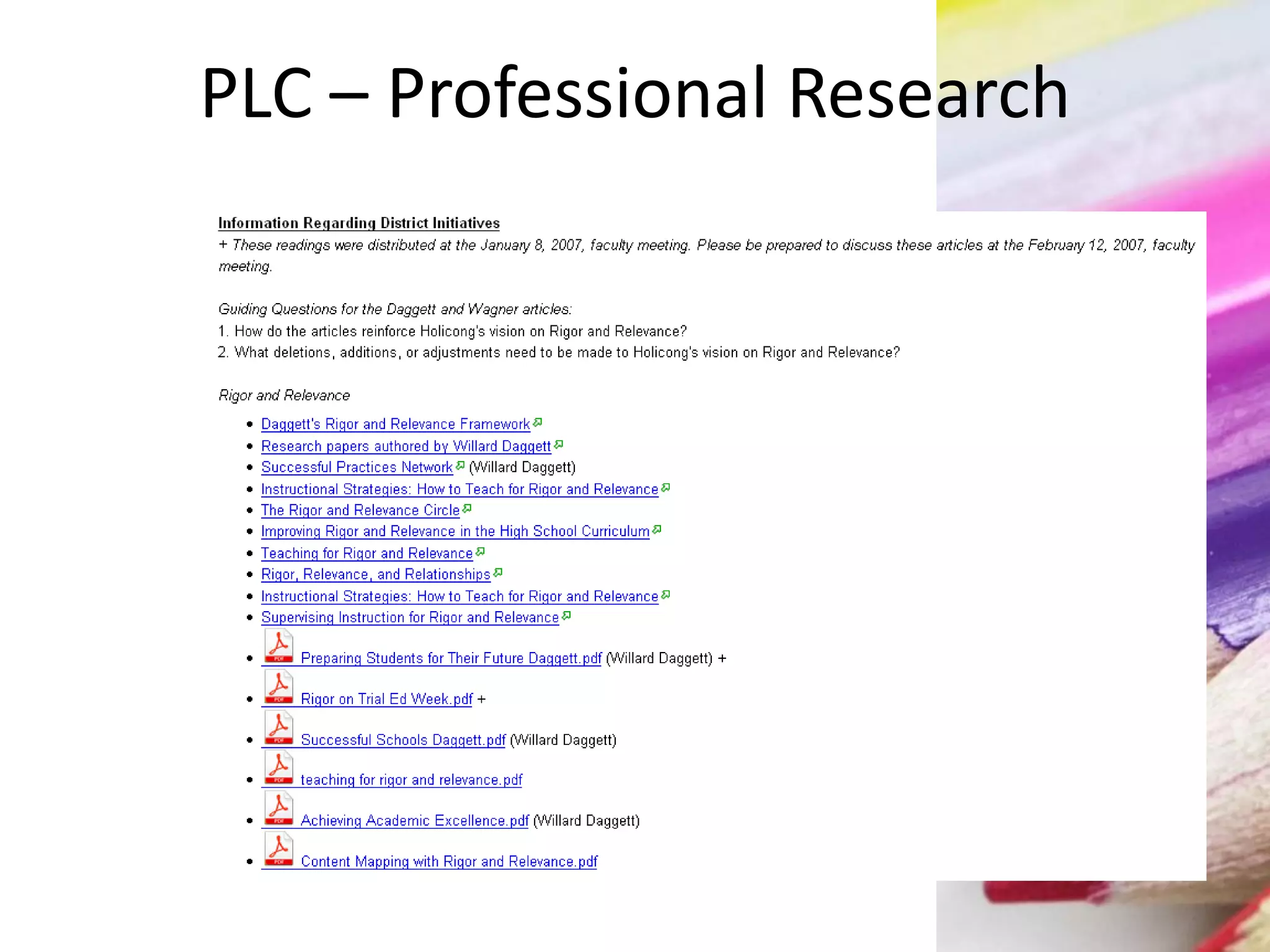PLC – Professional Research
 