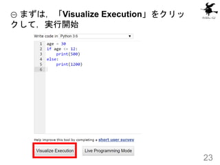 ① まずは，「Visualize Execution」をクリッ
クして，実行開始
23
 