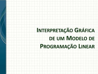 INTERPRETAÇÃO GRÁFICA
DE UM MODELO DE
PROGRAMAÇÃO LINEAR
 