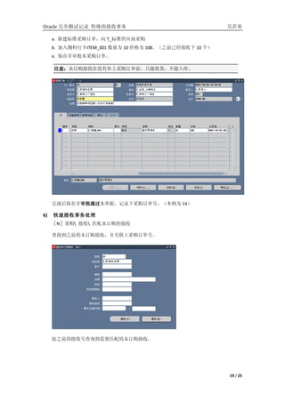 Oracle ȫԼ¼ Ľ                                    ͯ

     a. ½׼ɹ T_׼Ӧ̲ɹ
     b.  T-ITEM_001 Ϊ 10 ۸Ϊ 108֮ǰѾ 10 
     e. 沢ɹ

     ע⣺δûвϲɹǰֻջ⡣
     ע⣺




           ͨݣ¼²ɹšΪ 14
     ɺ󱣴沢ͨ
           ͨ

6)   ٽ
     Nݲɹ  ƥδĽ

     ҵ֮ǰδգϲɹš




     ֮ǰĽպŲѯҪƥδա




                                                         19 / 25
 