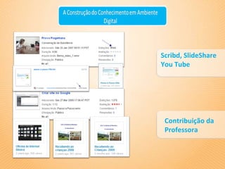 Scribd, SlideShare You Tube Contribuição da Professora 