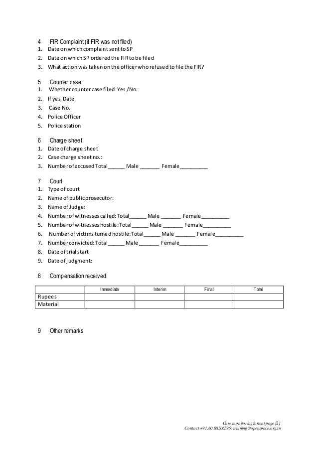 Sc St Poa Case Monitoring Formats
